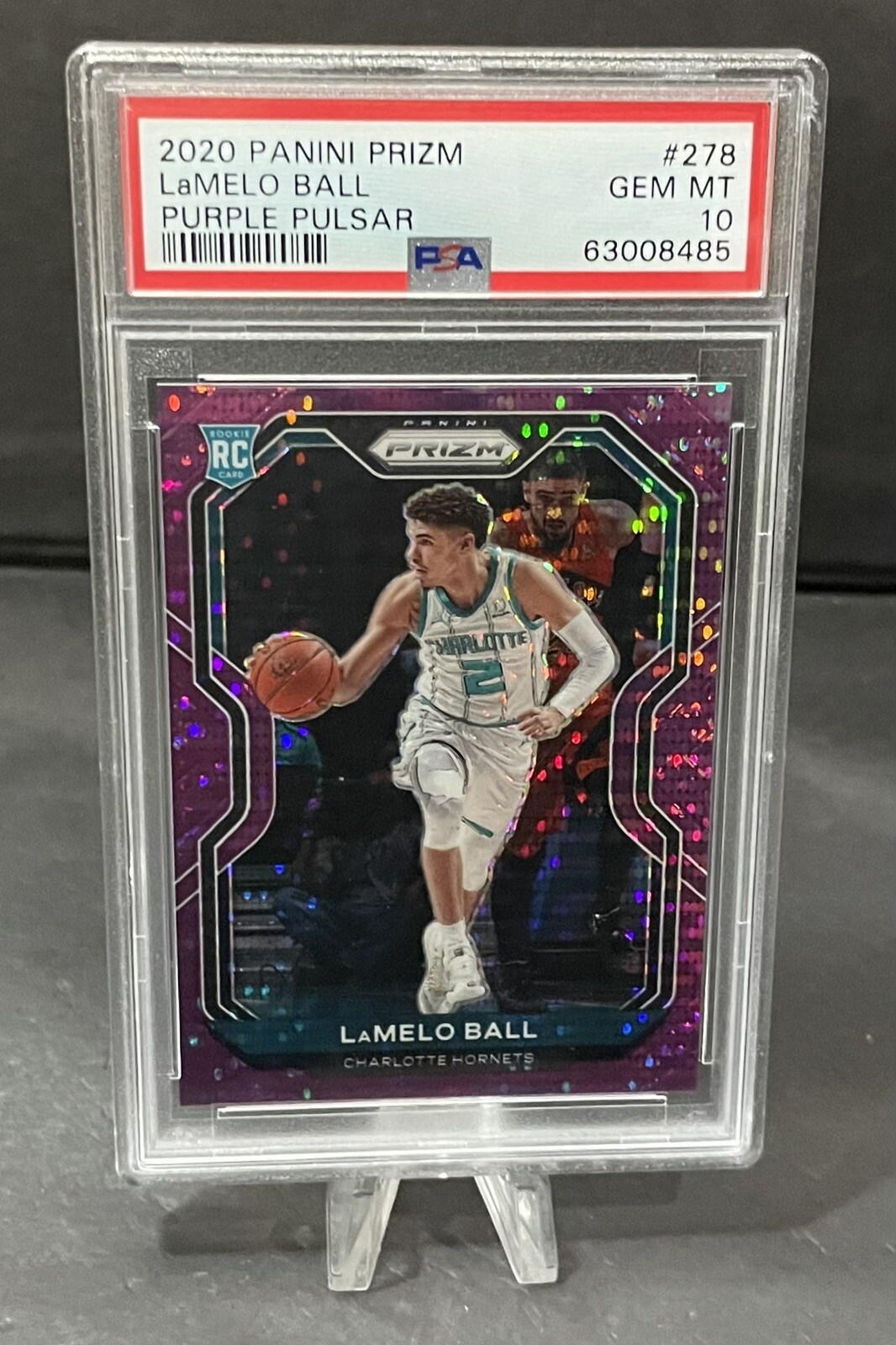 2020-21 Panini Prizm LaMelo Ball RC #278 Purple Pulsar Rookie 07/35 PSA 10 POP 7