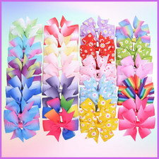 3.2 Inch Grosgrain Ribbon Cute Baby Girl Handmade Hair Bow Alligator Clips Kids
