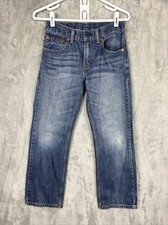 Levi's 505 Boys 10 Jeans Regular Straight Med-Dark Wash Blue Denim 25x25 Youth