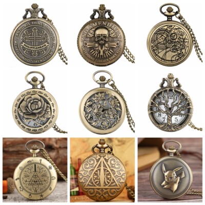 Vintage Style Quartz Analog Pocket Watch with 80cm Chain for Women Men Watches