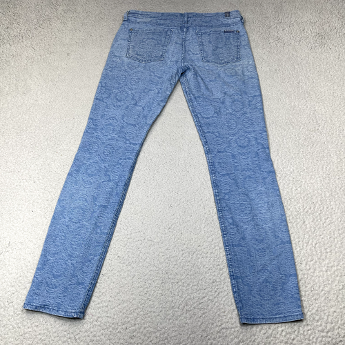 7 For All Mankind Jeans Womens 29 Blue Slim Skinny Paisley Floral Stretch 29x29 - Picture 2 of 20