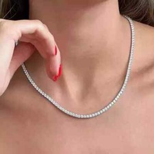 20 Ct Round Cut Lab-Created Diamond Tennis Necklace 14K White Gold Plated 18"