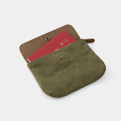 TRAVELER’S FACTORY Canvas Pouch Olive SS size W17.0xH12.0cm,W6.6xH4.7in - Bild 12 von 17