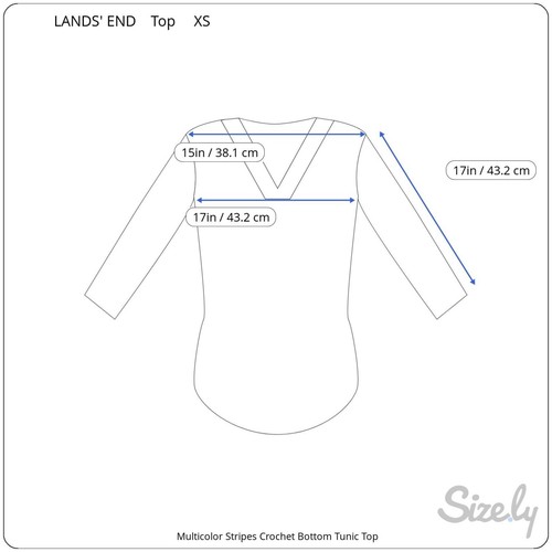 Lands End Multicolor Striped Crochet Bottom Tunic Top Quarter Sleeve Size XS - Picture 6 of 9
