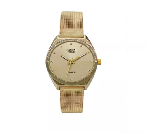 M Milano Expressions women Gold Mesh Band Watch with Gold Case Gold Dial 46921