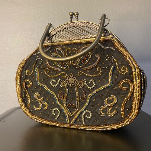 Retro Vintage Beaded Embroidered Art Deco Collectible Purse w/ Handle & Strap - Picture 2 of 14