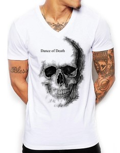 v neck skull t shirt