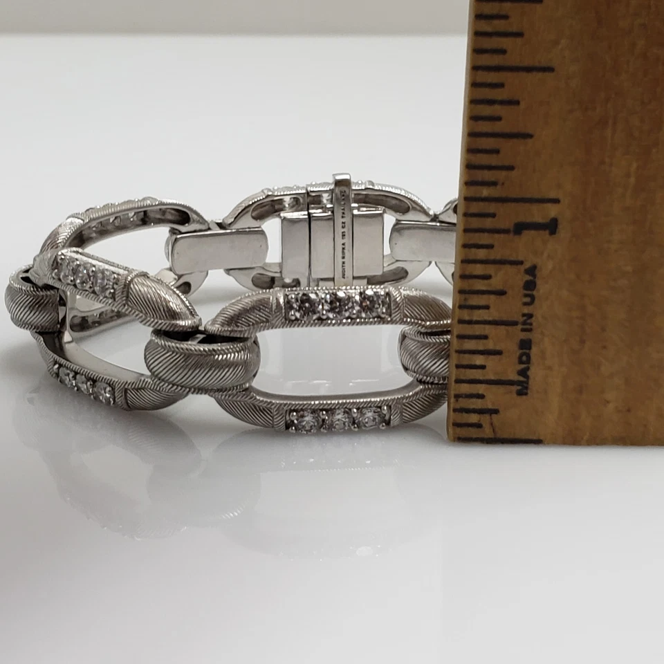 Brazalete de eslabones Judith Ripka de plata de ley Diamonique de 7" con cierre de seguridad Foto 2 de 4