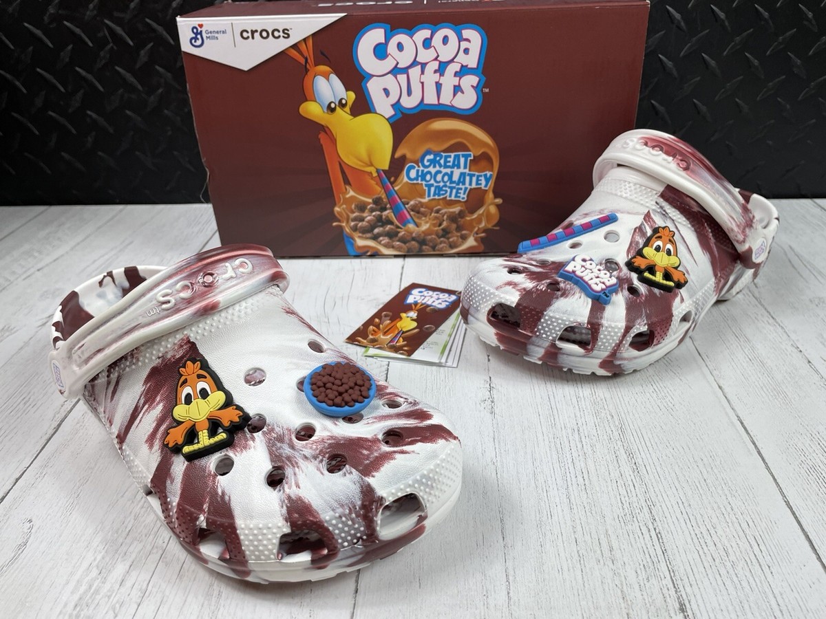 New Crocs Kid's Cocoa Puffs Classic Clog White/Brown 207928 New Crocs Kid's Cocoa Puffs Classic Clog White/Brown 207928