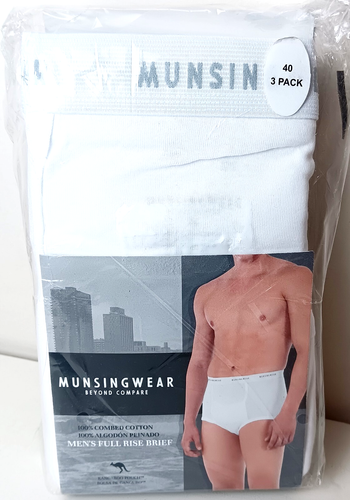 MUNSINGWEAR Men's Full Rise Briefs Kangaroo Pouch Black White 3 Pack Size 40