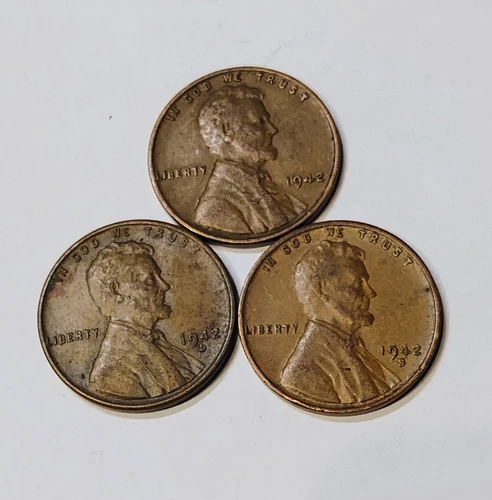 1942 P, D & S Lincoln Wheat Cent, Penny,  Fine Condition