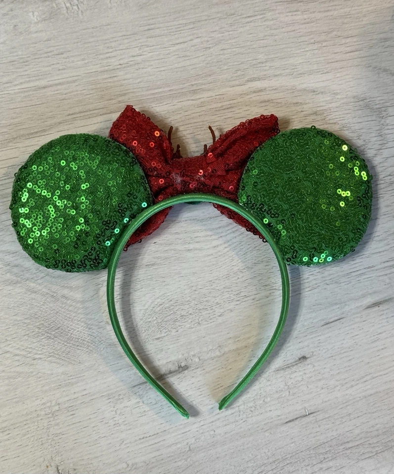 Diadema Oreja Mickey Mouse Verde Rojo Brillante Arco Mickey Fiesta Cumpleaños Foto 2 de 2