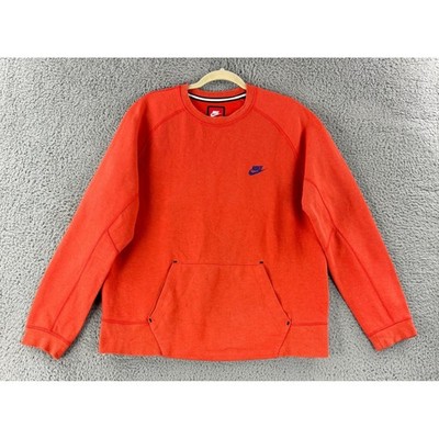 Nike Tech Fleece Sweatshirt Mens XL Orange Crewneck Pocket Pullover 545163-829