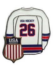 USA Hockey White Jersey Shield Pin