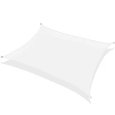 8x12 FT Rectangular Sun Shade Sail UV Block Fabric Canopy Patio White