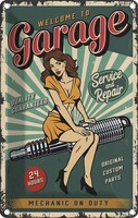 Blechschild 18X12 Cm Pinup Welcome Garage 24 Service Pin Up Deko Geschenk Metall