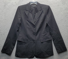 Lafayette 148 New York Blazer Jacket Womens 8 Black Virgin Wool Notch Lapel EUC