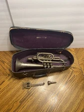 Vtg Antique 1930s Supertone Bandmaster Elkhart Ind. Cornet In Case Silvertone 