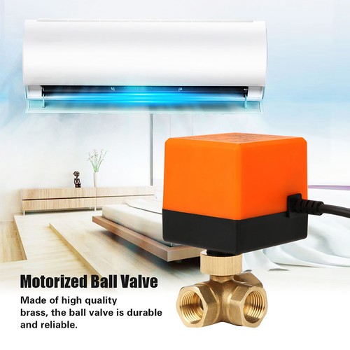DN15 G1/2 Brass 3 Way Motorized Ball Electrical Valve For Air Conditioner DC12V✈ - Picture 4 of 8