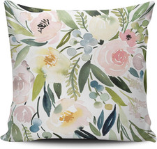Fashion Home Decoration Design Throw Pillow Case Green and Pink Watercolor Flora