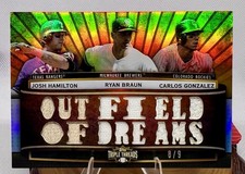 2011 Topps Triple Threads TTRC-12 Relic Combos Gold /9 Hamilton Braun Gonzalez