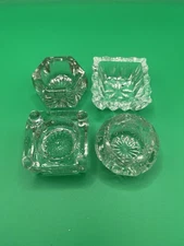 Four Vintage Clear Cut Crystal Salt Cellars Collection