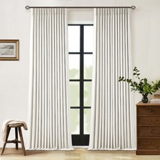 90 Inch Pinch Pleated Linen Blackout Curtains 2 Panels for Living Room Cream ...