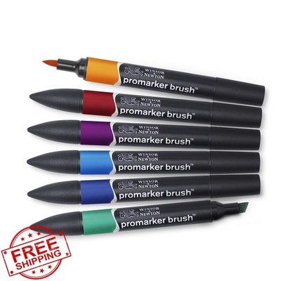 Winsor and Newton ProMarker Brush Pen Set, 6 Count, Rich Tones