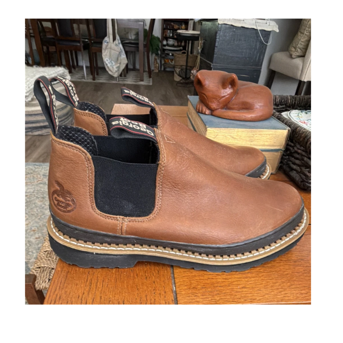 Vintage Georgia Boots Men\'s Size 10 XW Brown Leather Work Combat Shoes 5363 Vintage Georgia Boots In Men main image 3
