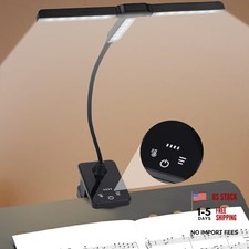 Music Stand Lights Clip-on Lamp: Rechargeable Type-C Touch Folding Piano Black