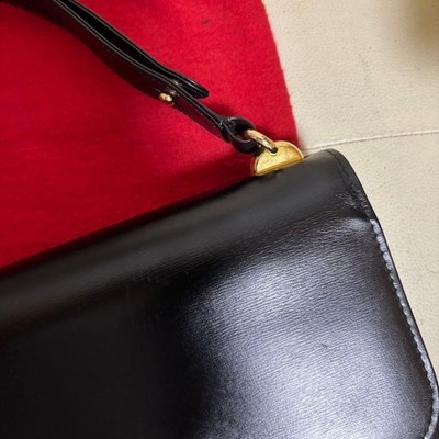 GUCCI Vintage 2Way Leather Shoulder Bag Black Authentic Rare