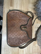 Vintage Hand Tooled Western Floral Brown Leather Handbag