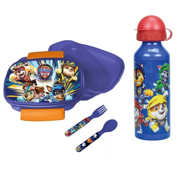 Paw Patrol Chase Marshall 4 Tlg Kinder Set Brotdose Alu-Trinkflasche Besteck-image