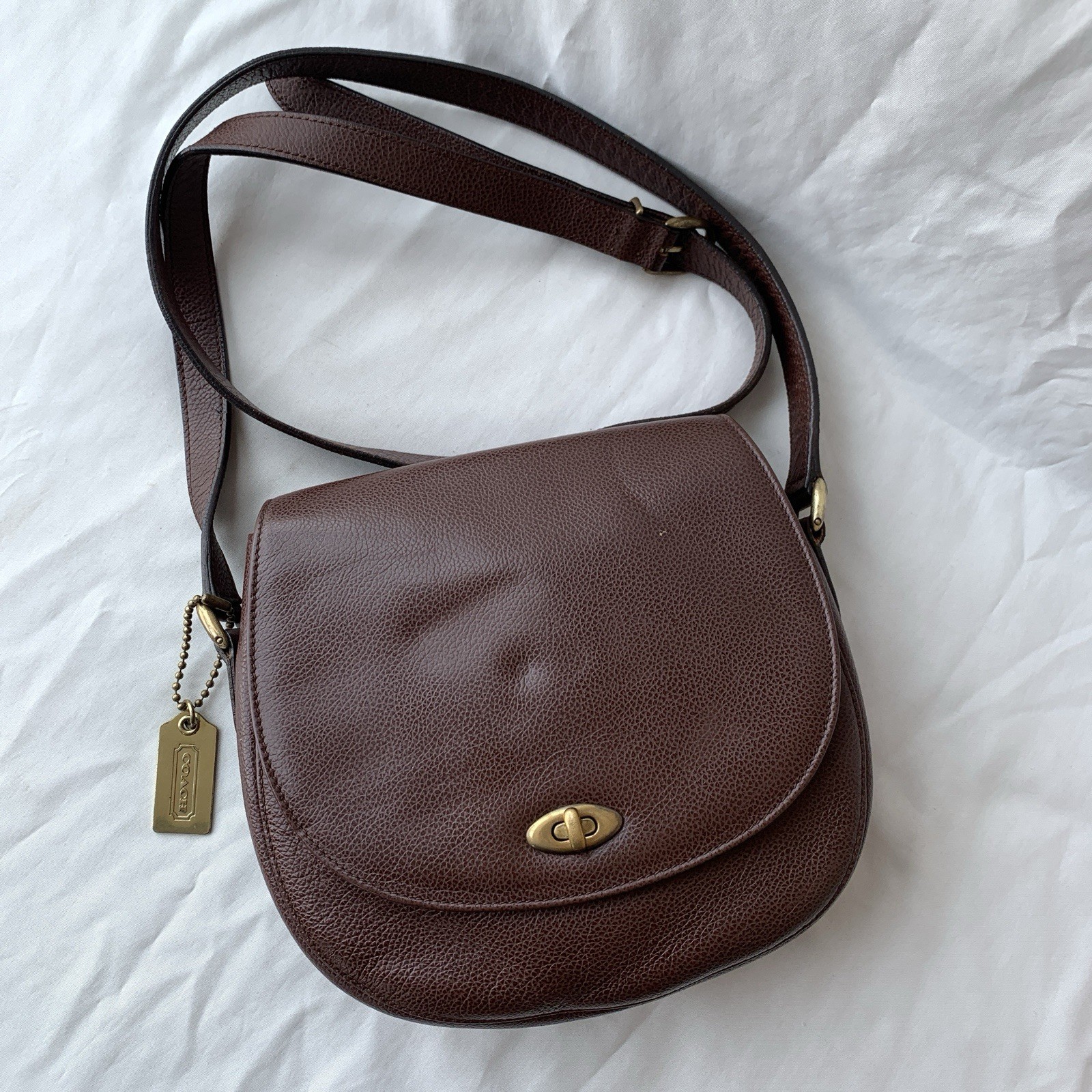 Vintage Coach Madison Carlyle Bag 4401 Brown Beechnut Leather Made In Italy 1995 image 2