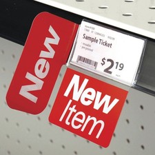New Item Shelf Talker Red Plastic - 2 1/2"L x 3"H