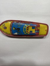 Vintage U.S.A. J Chein  Company Mark 1 Wind-Up Tin Toy Speed Boat I-3