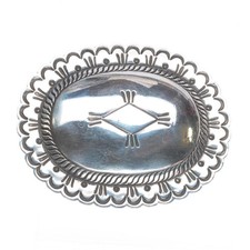 Vintage Navajo sterling silver concho style hand stamped belt buckle