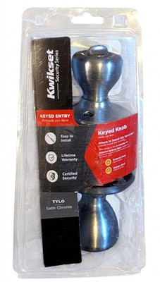 Kwikset Tylo Keyed Entry Knob Set Satin Chrome Finish Exterior Door Garage
