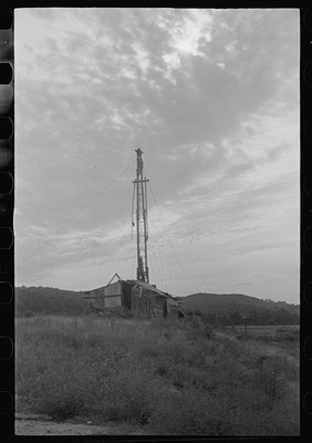 #ad Photo:1930s Oil Drilling Rig Rural Field Well Site Black and White Photo $13.49