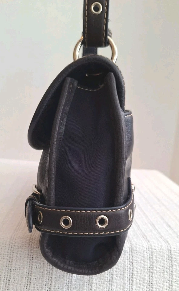 Vintage Franco Sarto Y2K Leather Hand Bag Purse Dark Purplish Navy Adjustable - Image 4 of 4