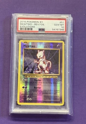 Pokémon Mewtwo 2016 Evolutions 51/108 Reverse Holo Rare PSA 10