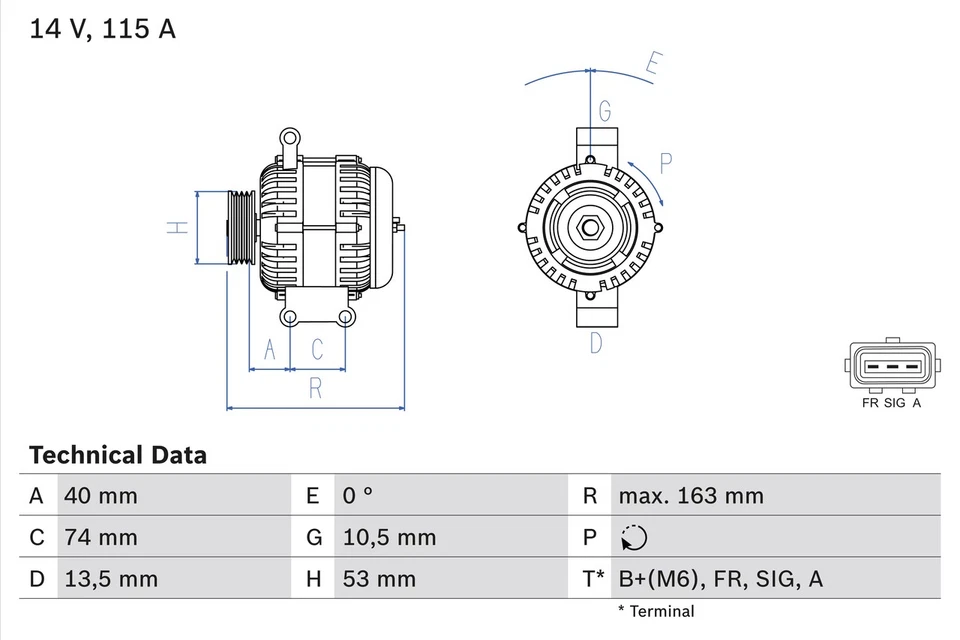 Alternator 0986049520 Bosch 1S7T10300CA 1S7T10300CB 1S7T10300CC 1S7T10300CD - Image 2 of 4