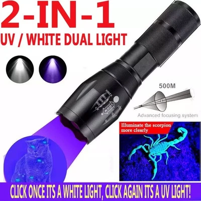 Super Bright 120000lm UV Torch Ultra Violet Flashlight Blacklight Light Lamp LED