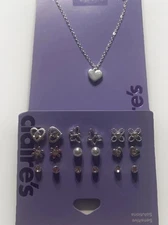 Claire's 9 Pair Earrings And Heart Necklace Set Sensitive Solutions
