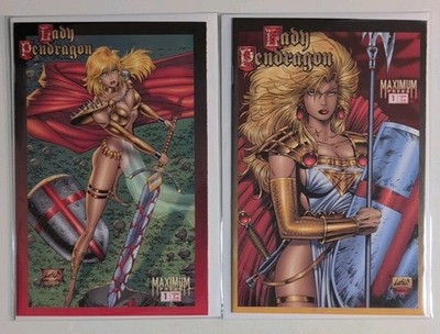 Lady Pendragon #1A #1B Comic Lot Maximum Press 1998 Matt Hawkins