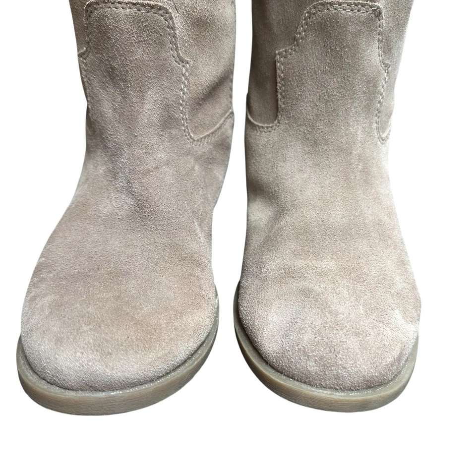 Sole Society Hawn Taupe 高筒靴麂皮绒波西米亚时尚极简主义骑行尺寸 6.5 — 第 3/4 张图片