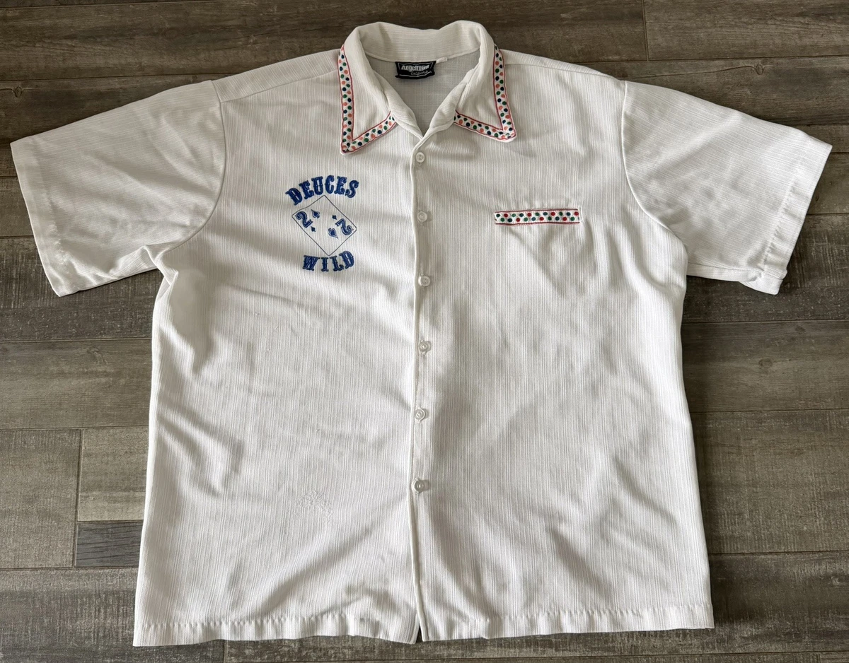シャツ 20dx 60'sVINTAGE JOSEPH HORNECO californ Vintage 60s Mens Angeltown California Bowling Casino White Shirt
