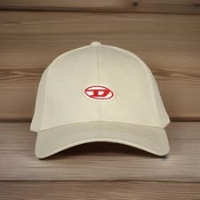 DIESEL men’s baseball hat Off-white, Adjustable Fit Snap Belt.