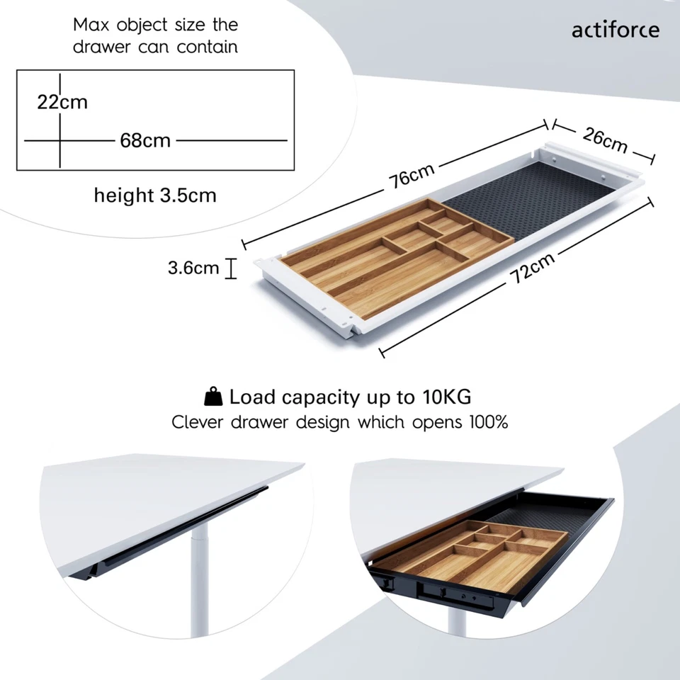 Actiforce Schublade SL Large – Unterbauschublade für Schreibtisch - Silber - Bild 3 von 4