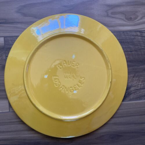 Vintage Bauer Los Angeles Pottery Ring Ware Chop Plate 12 1/2" Rich Yellow - Picture 3 of 5